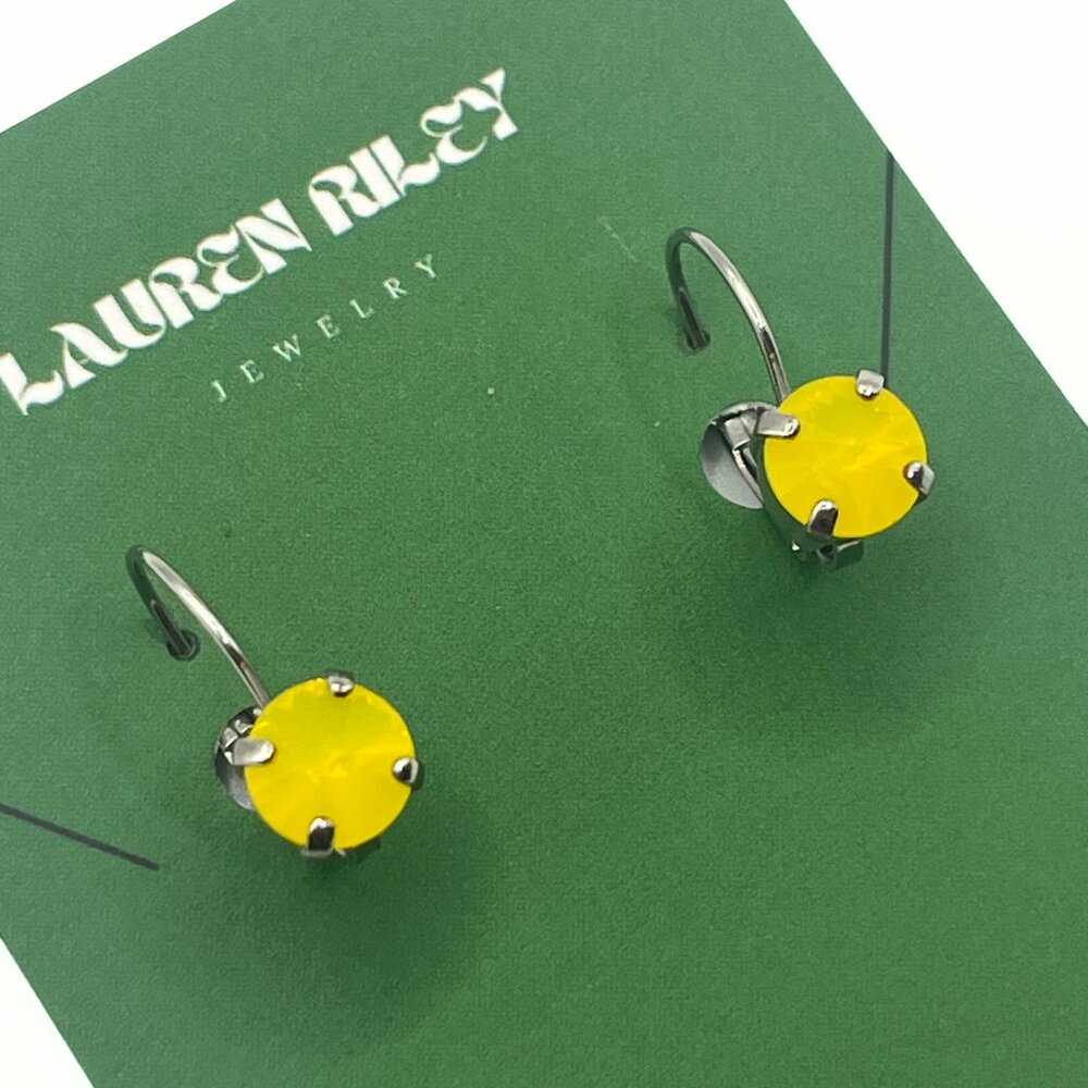 Handcrafted Bright Yellow Swarovski Crystal Earrings - Silver Plated Nickel-Free - Picture 4 of 4